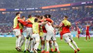 Switzerland's Remo Freuler celebrates scoring their third goal with Granit Xhaka, Ardon Jashari and teammates during the Qatar World Cup final Group G match between Switzerland and Serbia at Stadium 974 on December 2, 2022. (REUTERS/Hannah Mckay)

