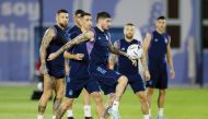 Argentina's teammates during training.