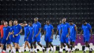 France players take part in a training session at the Al Sadd SC ahead of their World Cup Round of 16 match against Poland. AFP