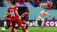 Switzerland's Xherdan Shaqiri scores their first goal during the FIFA World Cup Qatar 2022 Group G match against Serbia at the Stadium 974, Doha, Qatar, on December 2, 2022. REUTERS/Carl Recine