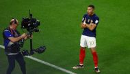 France's Kylian Mbappe celebrates scoring their third goal during the FIFA World Cup Qatar 2022 Round of 16 match against Poland at the Al Thumama Stadium, Doha, Qatar, on December 4, 2022.  REUTERS/Lee Smith