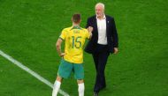 December 4, 2022 Australia's Mitchell Duke shakes hands with coach Graham Arnold after being eliminated from the World Cup REUTERS/Paul Childs/File Photo