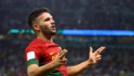 Portugal's Goncalo Ramos celebrates scoring their fifth goal and his hat-trick during the FIFA World Cup Qatar 2022 Round of 16 match against Switzerland at the Lusail Stadium, Lusail, Qatar, on December 6, 2022  REUTERS/Hannah Mckay