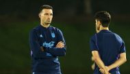 Argentina coach Lionel Scaloni during a FIFA World Cup Qatar 2022 training at the Qatar University Training Site 3, Doha, Qatar, on December 5, 2022.  REUTERS/Bernadett Szabo