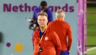 Netherlands coach Louis van Gaal during training at Qatar University Training Site 6, Doha, Qatar, December 8, 2022. (REUTERS/Ibraheem Al Omari)