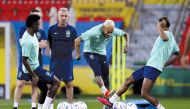 Brazil’s Neymar, Rodrygo and Vinicius Junior during training. REUTERS