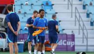 December 9, 2022 England's Raheem Sterling during training REUTERS/Molly Darlington