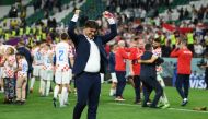 Croatia coach Zlatko Dalic celebrates after the penalty shootout as Croatia progress to the semi finals during the Qatar World Cup quarter-final match between Croatia and Brazil at the Education City Stadium on December 9, 2022. (REUTERS/Annegret Hilse)