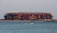 General view of the ocean and Stadium 974 in Doha, Qatar, on November 14, 2022.  File Photo / Reuters




