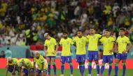 Brazil players prepare for a penalty shoot-out during their quarter-final against Croatia at Education City Stadium, on Friday. AFP