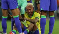 Brazil's Neymar reacts after his team lost the World Cup quarter-final to Croatia. 