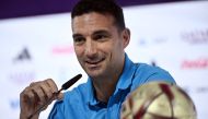 Argentina coach Lionel Scaloni during a press conference in Doha, Qatar, December 12, 2022. (REUTERS/Dylan Martinez)