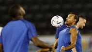 France's Jules Kounde in action during a training session at Al Sadd Sports Club. REUTERS