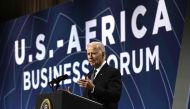 US President Joe Biden speaks at the US-Africa Business Forum during the US-Africa Leaders Summit at the Walter E. Washington Convention Center in Washington, DC on December 14, 2022. (Photo by Brendan SMIALOWSKI / AFP)