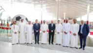 Minister of State and QNL President H E Dr. Hamad Bin Abdulaziz Al Kawari (fifth left), Algerian Ambassador H E Mustafa Boutoura (fifth right) and others at the opening of the exhibition. 