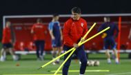 Croatia coach Zlatko Dalic during training session at Al Erssal Training Site 3 in Doha on December 16, 2022, on the eve of the Qatar 2022 World Cup third place match between Croatia and Morocco. (REUTERS/Peter Cziborra)