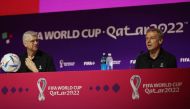 FIFA Chief of Global Football Development Arsene Wenger and Technical Study Group member Jurgen Klinsmann during a FIFA World Cup Qatar 2022  press conference at the Main Media Center, Doha, Qatar, on November 19, 2022.  File Photo / Reuters