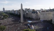 Argentina fans celebrate in Buenos Aires after their team won the World Cup. REUTERS