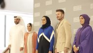 H E Sheikha Al Mayassa bint Hamad Al Thani (centre), Chairperson of DFI; David Beckham (second right); Fatma Hassan Alremaihi (first right), CEO of DFI; and other officials during the screening. 