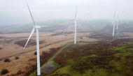 Wind turbines are seen at Mynydd Portref Wind Farm near Hendreforgan in South Wales, Britain, November 15, 2021. Picture taken with a drone. REUTERS/Matthew Childs/File Photo