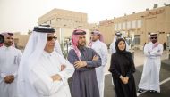 Katara Director of Cultural Affairs & Events Department, Khalid Al Sayed (left), Katara General Manager Prof Dr. Khalid bin Ibrahim Al Sulaiti (second left), along with other officials during the first day of KIAHF 2023.