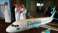 A model of Saudi airline Flynas is on display during a ceremony to sign a deal between Airbus and Flynas in Riyadh, Saudi Arabia January 16, 2017. File Photo: REUTERS/Faisal Al Nasser
