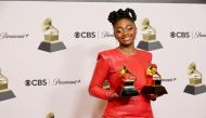 Samara Joy winner of Best New Artist and Best Jazz Vocal Album for “Linger Awhile” poses in the press room during the 65th GRAMMY Awards. Amy Sussman/Getty Images/AFP