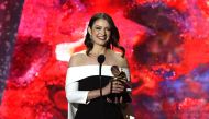 Composer Stephanie Economou accepts the award for Best Score Soundtrack for Video Games and Other Interactive Media album during the pre-telecast show of the 65th Annual Grammy Awards at the Crypto.com Arena in Los Angeles on February 5, 2023. (Photo by VALERIE MACON / AFP)