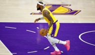 LeBron James #6 of the Los Angeles Lakers handles the ball during the first half of a game against the Oklahoma City Thunder at Crypto.com Arena on February 07, 2023 in Los Angeles, California. Ronald Martinez/Getty Images/AFP