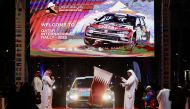 QMMF President Abdulrahman Al Mannai flags off the Qatar International Rally at the Al Maha Island yesterday.