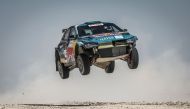 Qatar's Nasser Saleh Al Attiyah in action yesterday.