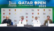 FROM LEFT: InterContinental Doha Beach & Spa General Manager Andreas Pfister, Qatar Golf Association (QGA) Deputy General Secretary Eng. Mohammed Ibrahim Al Muhannadi, QGA Board Member Mohammed Faisal Al Naimi and DGC General Manager Gary McGlinchey during a press conference.  
