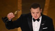 US actor Brendan Fraser accepts the Oscar for Best Actor in a Leading Role for 