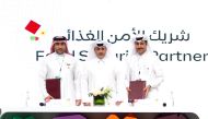 Minister of Municipality H E Dr. Abdullah bin Abdulaziz bin Turki Al Subaie (centre) with other officials during the signing ceremony.