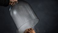 The glistening meatball was displayed under a glass bell jar at the NEMO science museum in Amsterdam. (Photo by Vow)