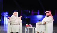 Sheikh Dr. Othman Al Khamis (left) delivers a lecture as part of the Ramadan program at the Cultural Village Katara. 