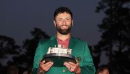 Jon Rahm of Spain poses with the Masters trophy during the Green Jacket Ceremony after winning the 2023 Masters Tournament at Augusta National Golf Club on April 09, 2023 in Augusta, Georgia. Christian Petersen/Getty Images/AFP 