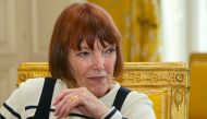 In this file photo taken on June 17, 2004, British stylist Mary Quant gives an interview, in Paris. (Photo by PIERRE VERDY / AFP)