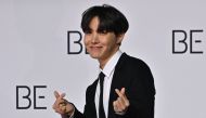 In this file photo taken on November 20, 2020 South Korean K-pop boy band BTS member J-Hope poses for a photo session during a press conference on BTS new album 'BE (Deluxe Edition)' in Seoul. Photo by Jung Yeon-je / AFP