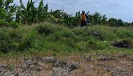 A farmer walks along a dried-up rice field in Naic in the Philippine Province of Cavite on May 3, 2023. Photo by JAM STA ROSA / AFP