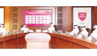 Assistant Minister for Health Affairs, Dr. Saleh Ali Al Marri (second left); QOC Secretary General, Jassim bin Rashid Al Buenain (fourth right); and other officials during the MoU signing.    