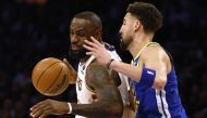 LeBron James #6 of the Los Angeles Lakers drives to the basket on Klay Thompson #11 of the Golden State Warriors during the first half in game three of the Western Conference Semifinal Playoffs at Crypto.com Arena on May 06, 2023 in Los Angeles, California. Photo by RONALD MARTINEZ / GETTY IMAGES NORTH AMERICA / Getty Images via AFP