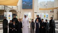 Katara General Manager Prof. Dr. Khalid bin Ibrahim Al Sulaiti, along with the students and officials from Al Arqam Academy for Girls.