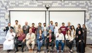 Texas A&M University President Dr. M. Katherine Banks (sitting fourth left) along with the university officials and alumni during her visit at the Doha campus.