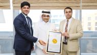 Chairman of Reyada Healthcare Sheikh Jassim bin Mohamed Hamad Al Thani (centre); Managing Director of Reyada Healthcare Jamsheer Hamza (right) and Executive Director of Reyada Medical Centre, Dr. Abdul Kalam (left) with the Joint Commission International accreditation certificate.