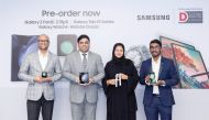 Dohatna Innovative Distribution officials presenting pre-order Samsung products.