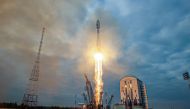 In this handout picture taken and released by the Russian Space Agency Roscosmos on August 11, 2023, a Soyuz 2.1b rocket with the Luna-25 lander blasts off from the launch pad at the Vostochny cosmodrome, some 180 km north of Blagoveschensk, in the Amur region. (Photo by Handout / Russian Space Agency Roscosmos / AFP)