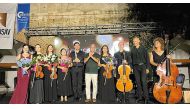 CineMoon Ensemble members pose for a photograph in Kusadasi, Turkiye.