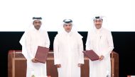 Minister of Municipality H E Dr. Abdullah bin Abdulaziz bin Turki Al Subaie (centre) with Secretary General of Expo 2023 Mohammed Ali Al Khouri (right) and Msheireb Properties CEO Ali Mohammed Al Kuwari at the agreement signing yesterday.