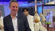 Australian Ambassador to Qatar H E Shane Flanagan at the falcon exhibition in Katara 